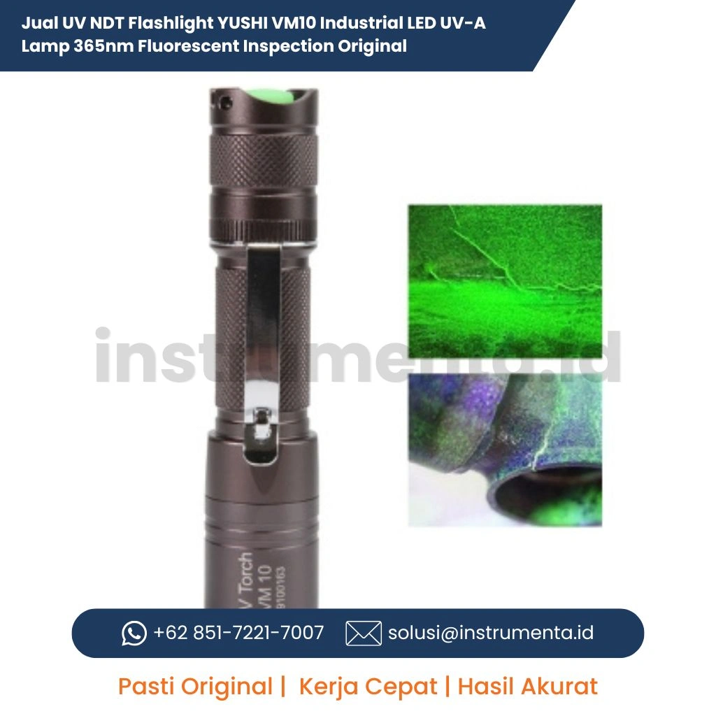 Jual UV NDT Flashlight YUSHI VM10 Industrial LED UV-A Lamp 365nm Fluorescent Inspection Original